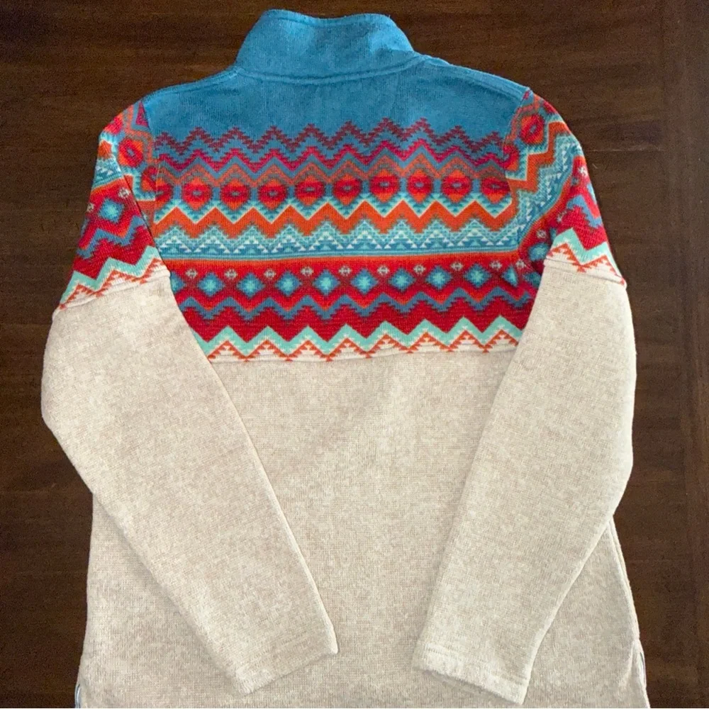Orvis Fleece Quarter 1/4 Zip Pullover Sweater Aztec Southwest Womens Small - Picture 9 of 9